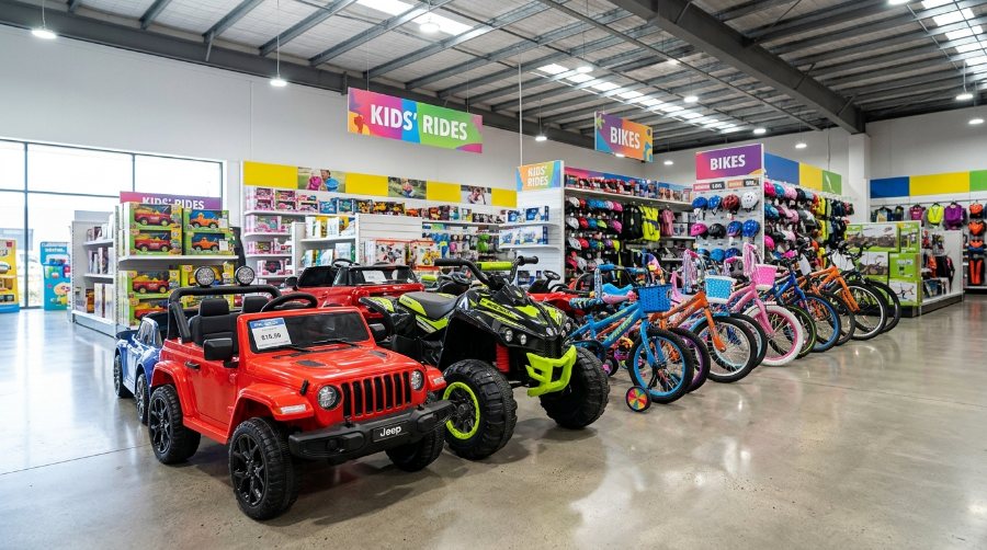 Voitures pour enfants, quads, vélos